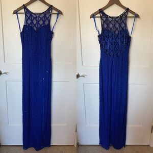 Blue beaded Cache formal dress size small